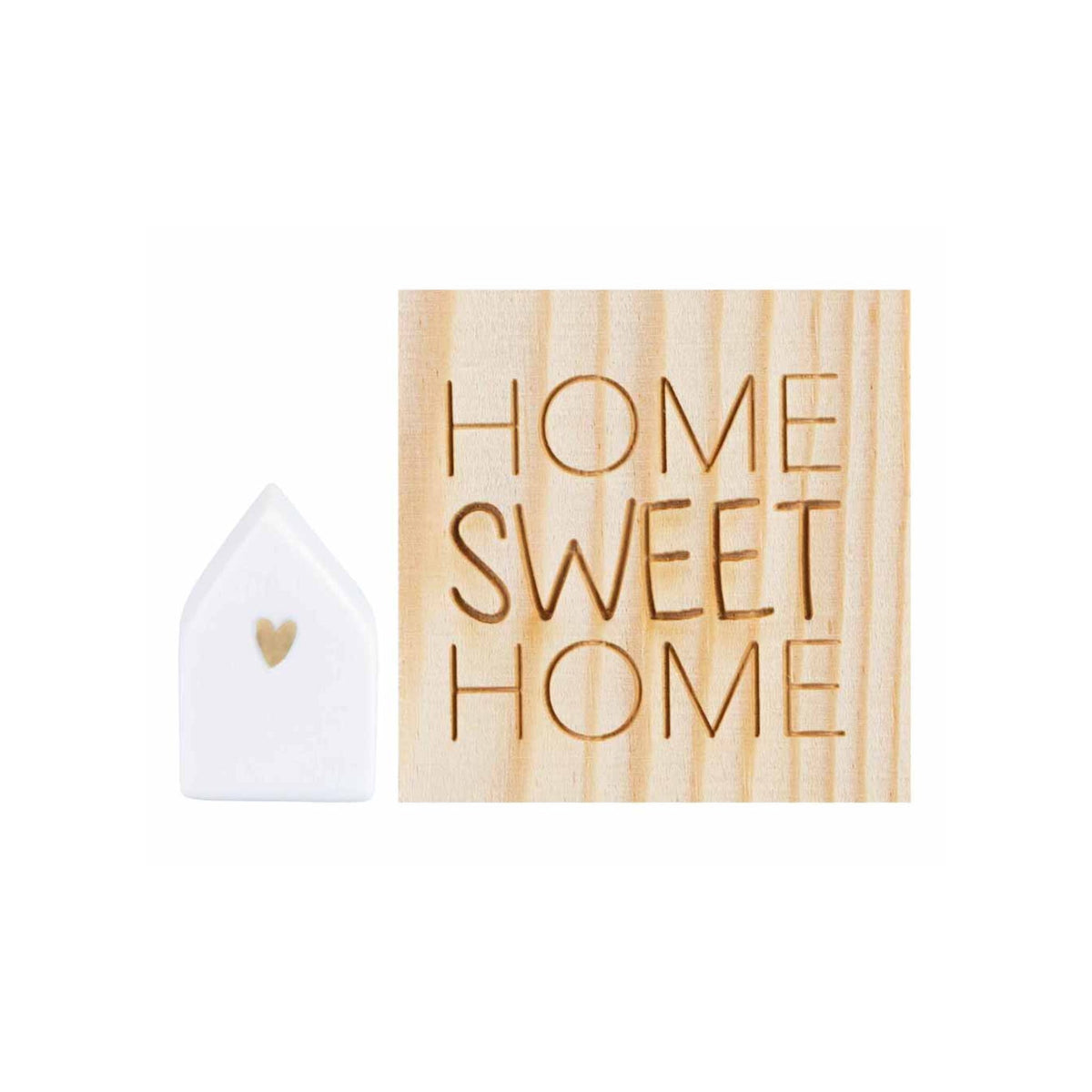 Porcelain Gift in Wood Box - Lucky Box Home Sweet Home