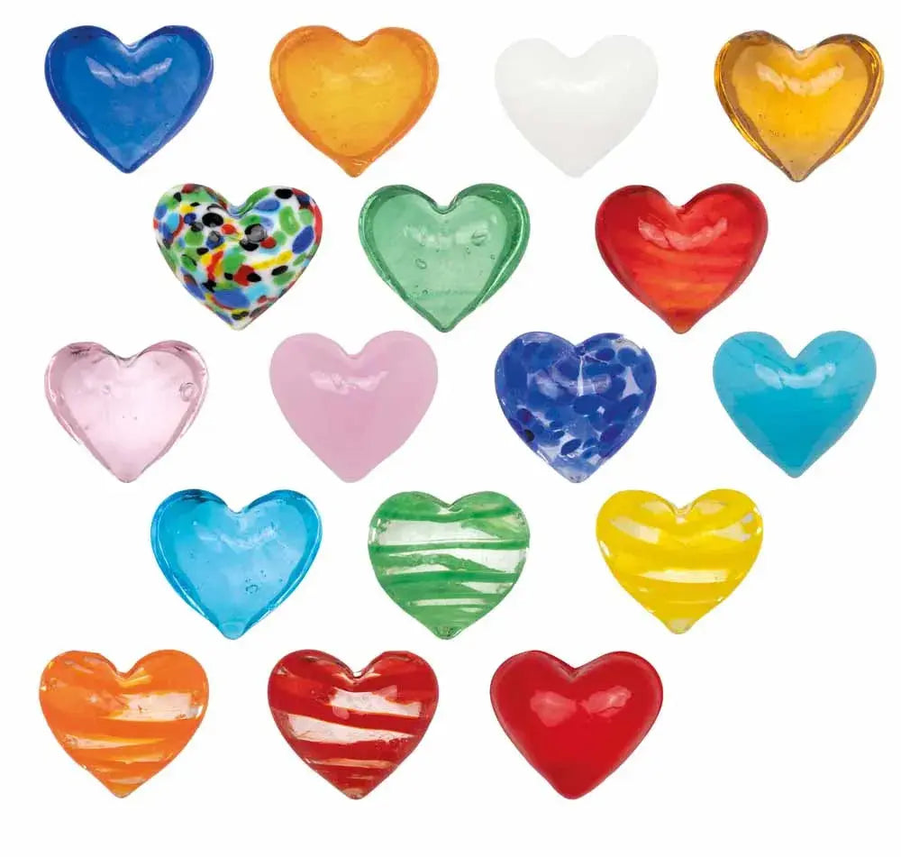 Rader Glass hearts Display 150pcs assorted 2.5x2.5cm
