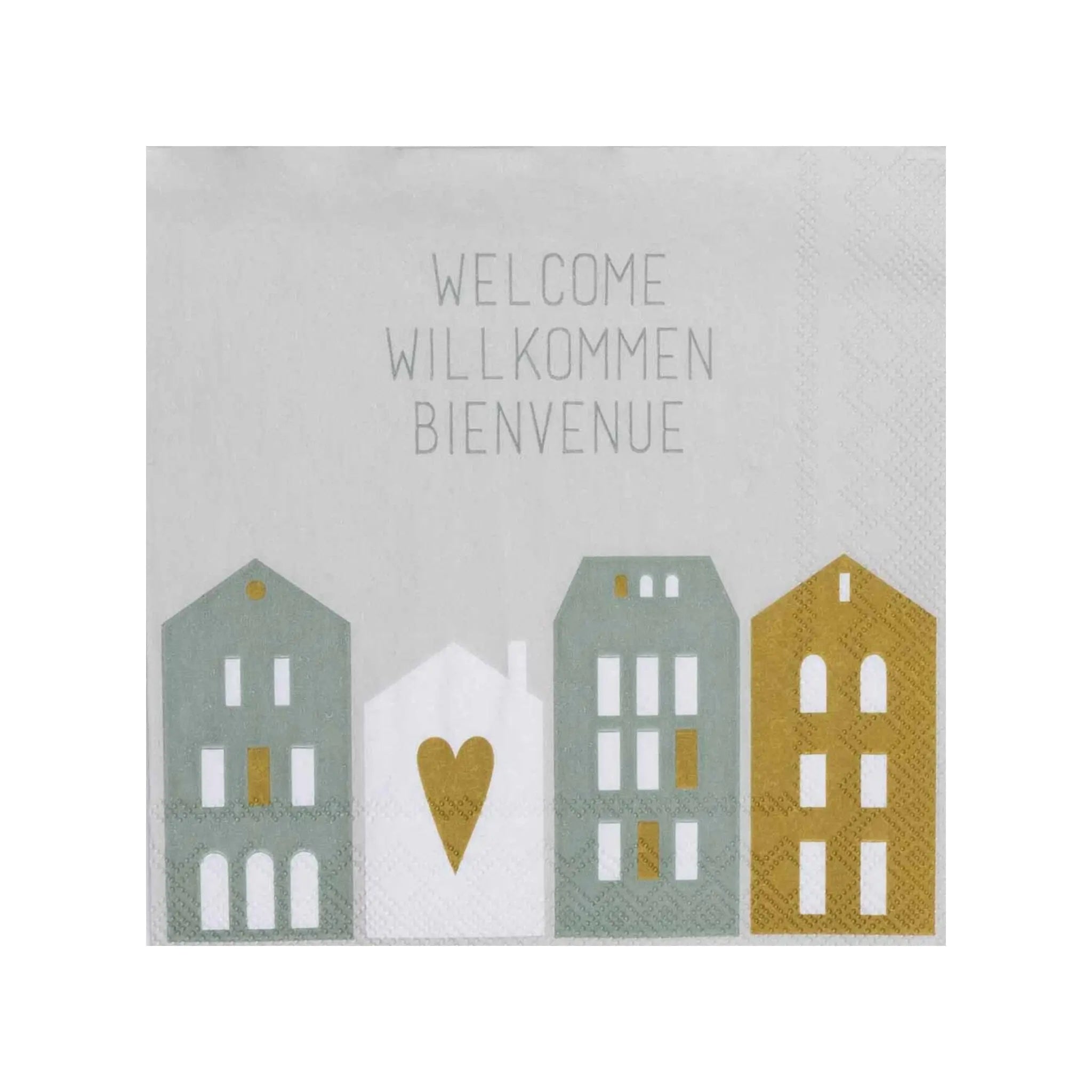 Cocktail Napkin Welcome Willkommen Bienvenue Rader