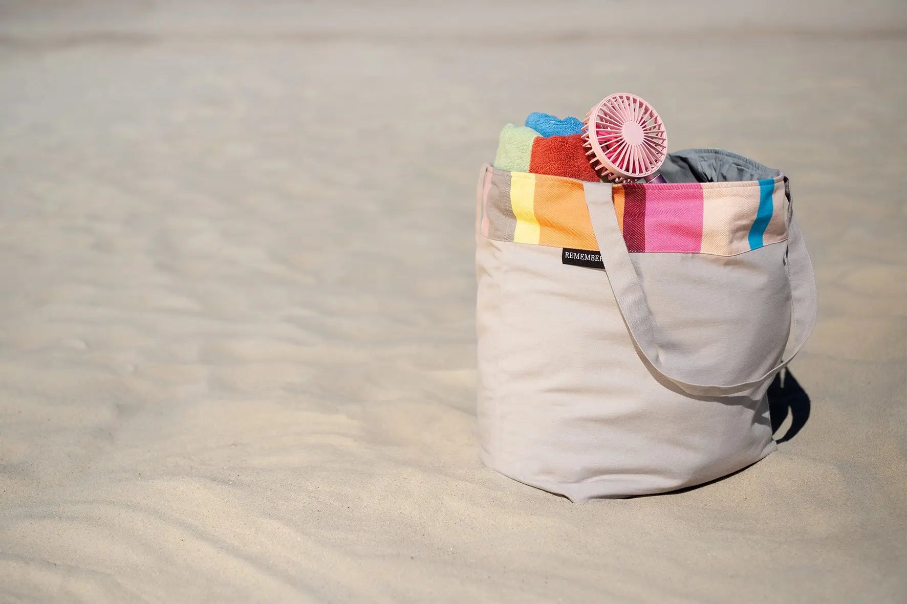 Premium Cotton Beach Tote Bag in Marina Design Remember