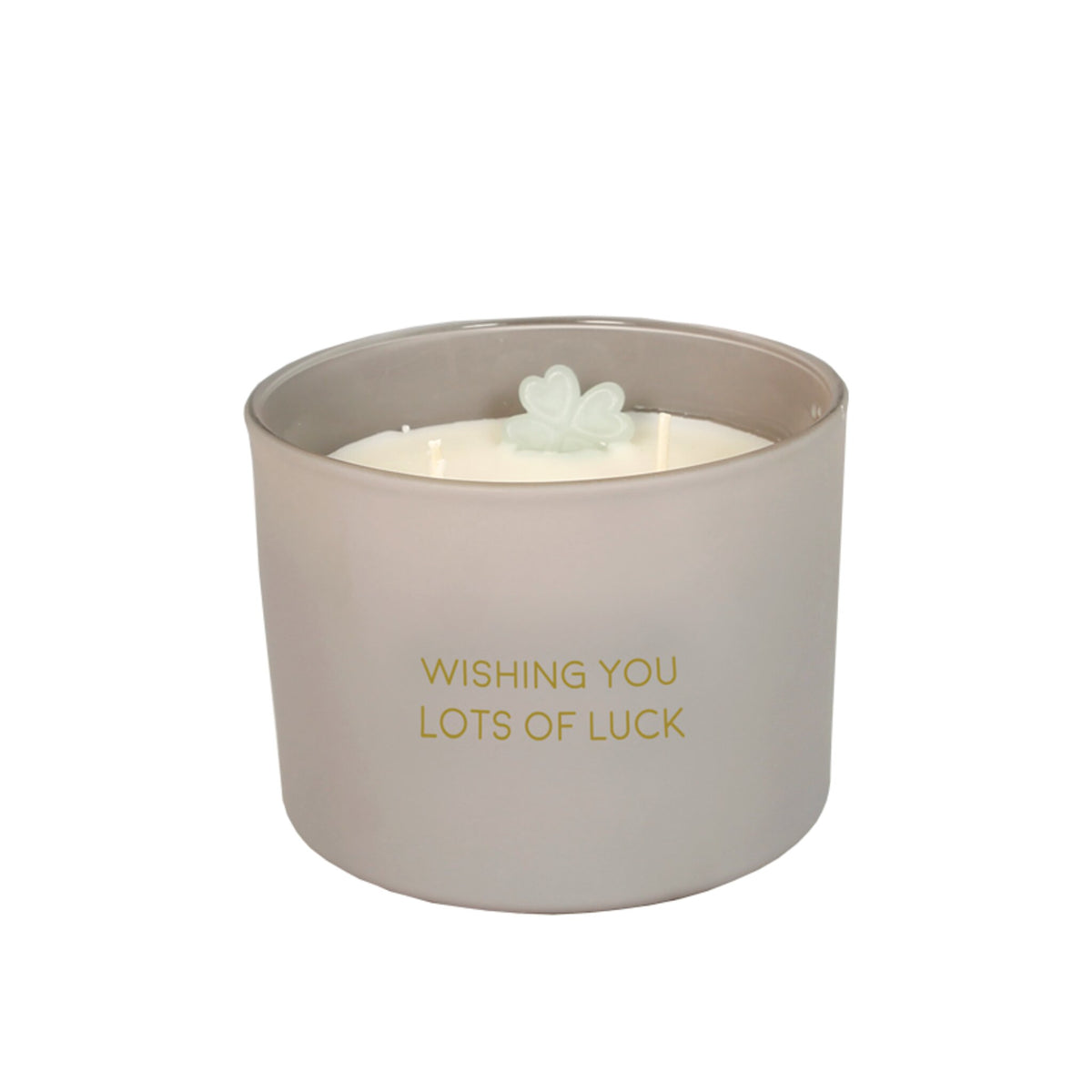 Scented soy candle (in Glass Jar with Charm) Grey / "Wishing you lots of luck"