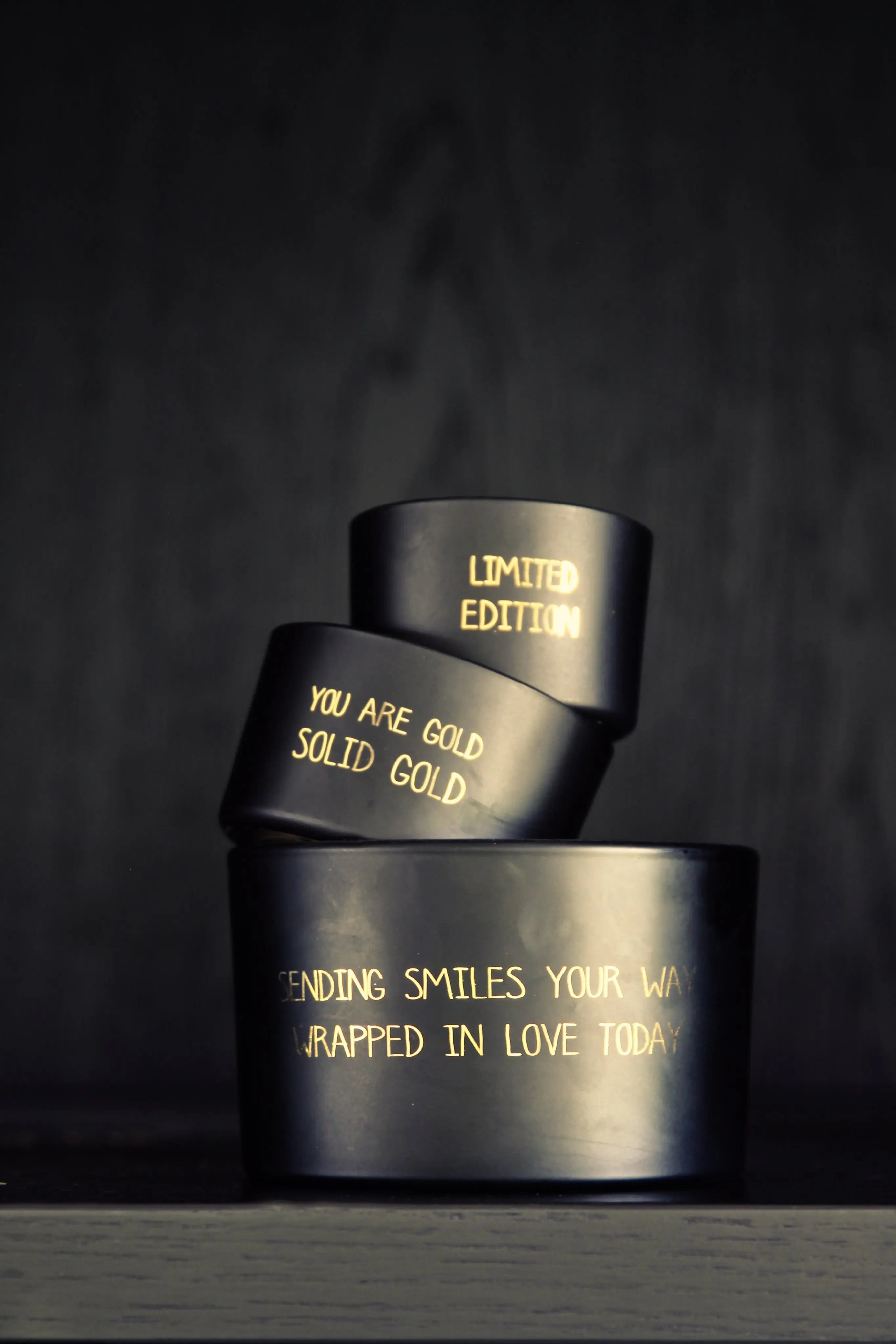 My Flame Lifestyle Scented Soy Candle in Glass Jar Black / "Sending Smiles Your Way Wrapped In Love Today" My Flame Lifestyle