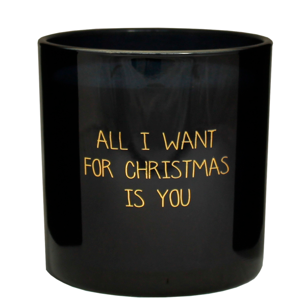 My Flame Lifestyle Scented soy candle in glass jar Black/Dark Blue All I want for Christmas is you