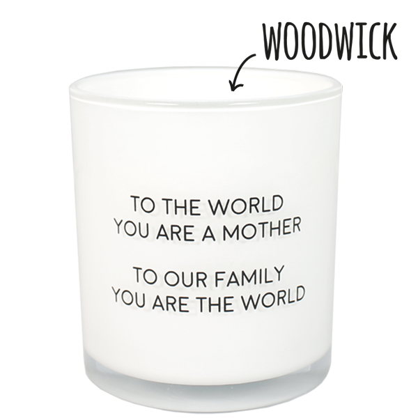 My Flame Scented soy candle in glass jar with wooden wick White To the world you are a mother