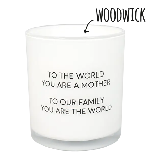 My Flame Scented soy candle in glass jar with wooden wick White To the world you are a mother My Flame Lifestyle