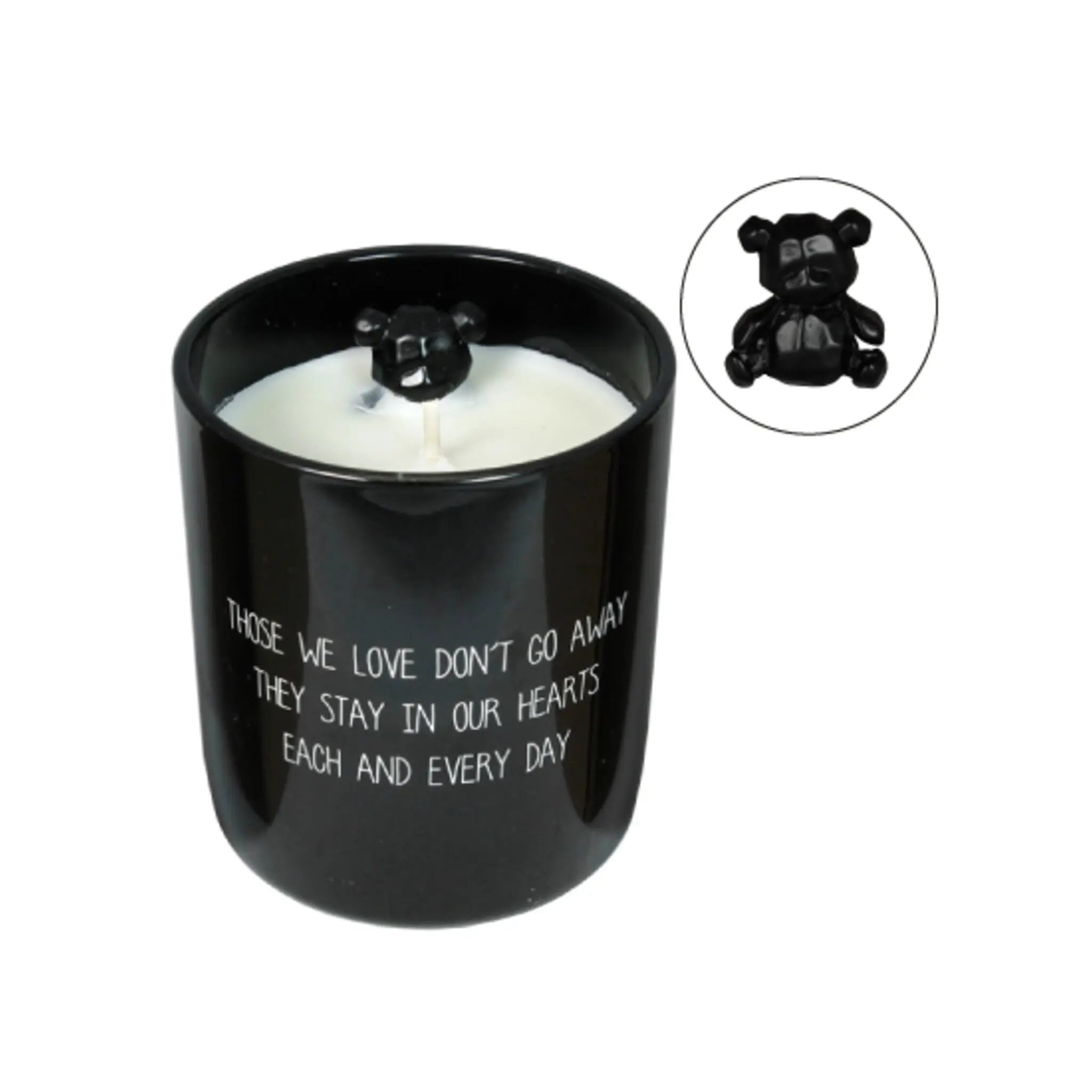 Scented soy candle (in Glass Jar with Bear) Black / "Those we love stay in our hearts" My Flame Lifestyle