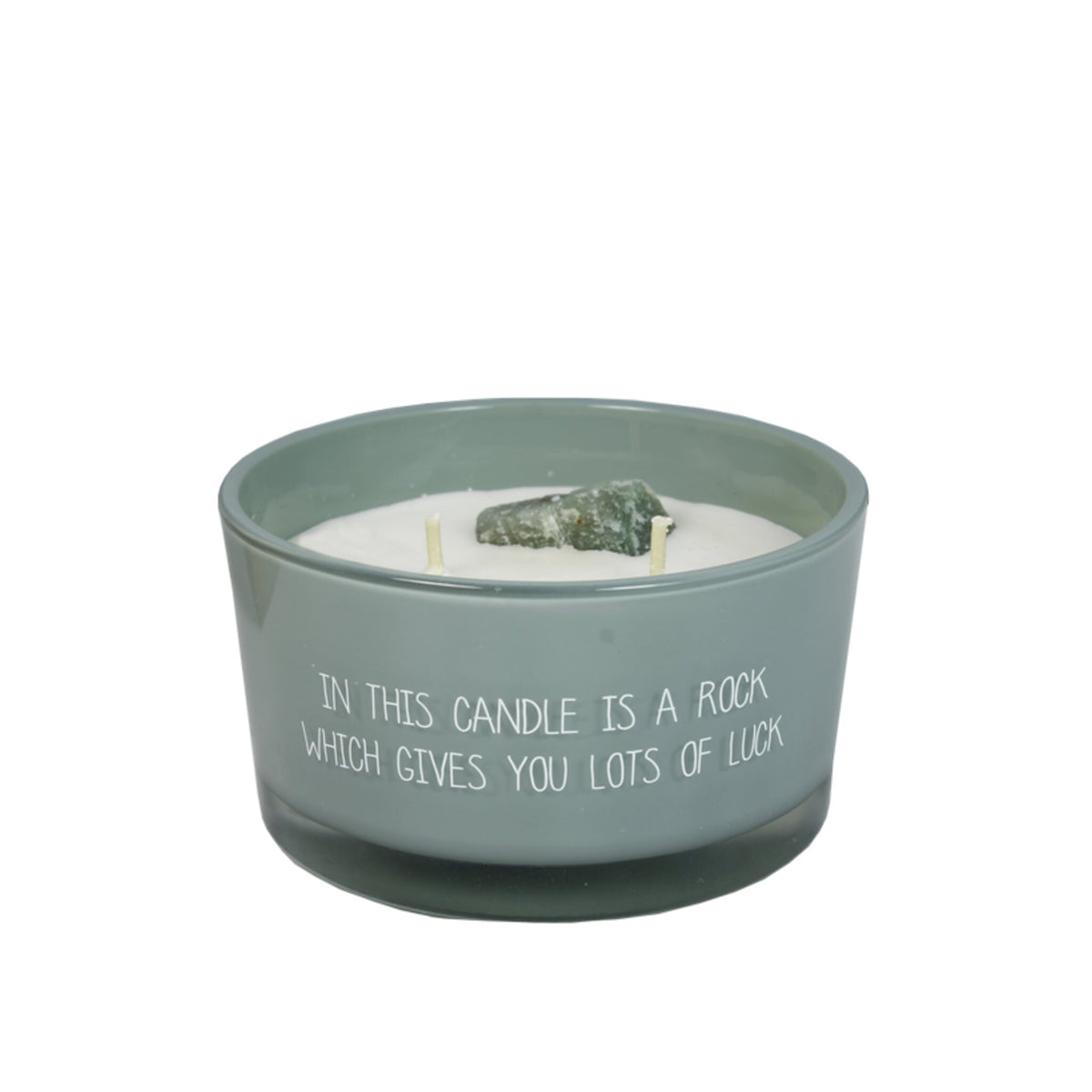 Scented soy candle (in Glass Jar with Crystal) Green / "In this candle is a rock which gives you lots of luck"
