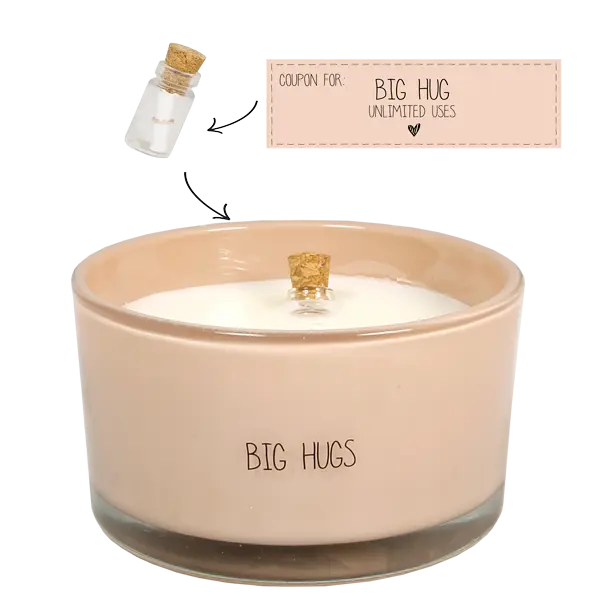 Scented soy candle (in Glass Jar with Message) Pink / "Big Hugs" My Flame Lifestyle