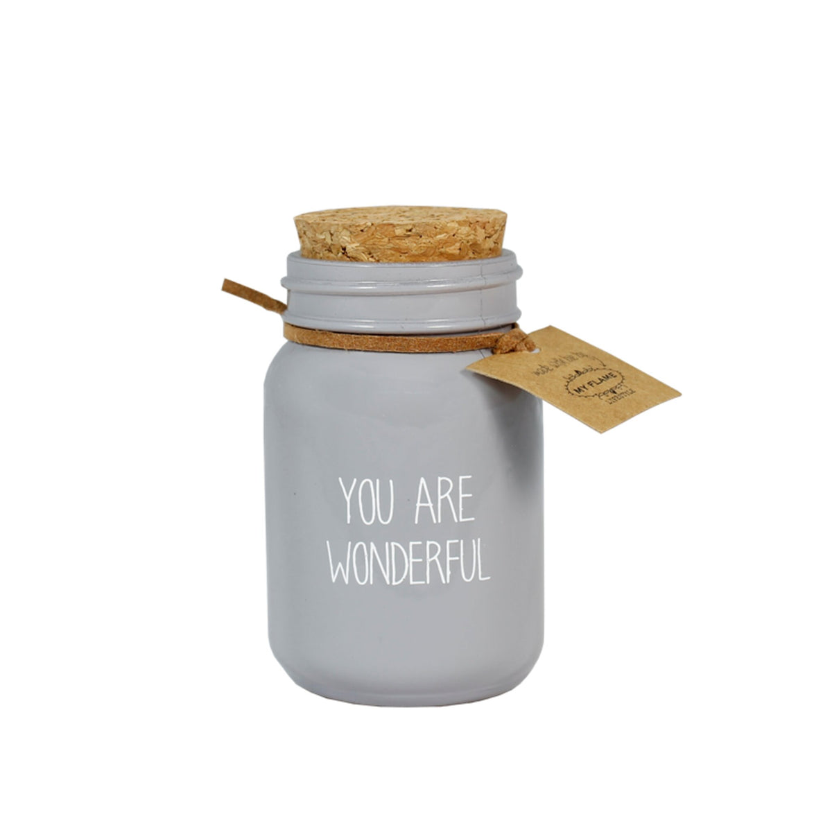 My Flame Lifestyle Scented Soy Candle in Glass Jar grey / "You are wonderful"