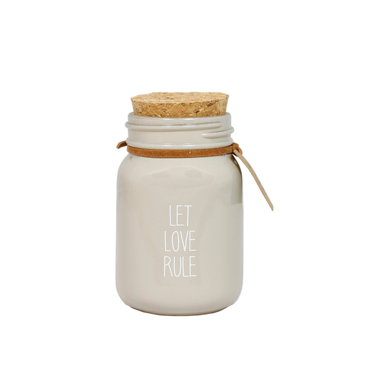 My Flame Lifestyle Scented Soy Candle in Glass Jar Sand / "Let love rule"