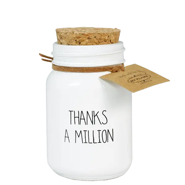 My Flame Lifestyle Scented Soy Candle in Glass Jar White / "Thanks a million" My Flame Lifestyle