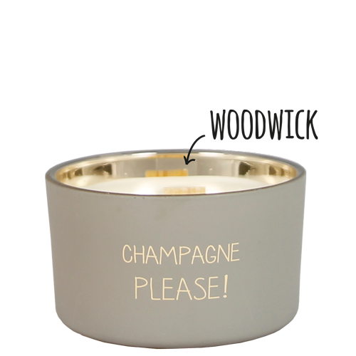 Scented soy candle (in Glass Jar with Wooden Wick) Sand / "Champagne Please!"