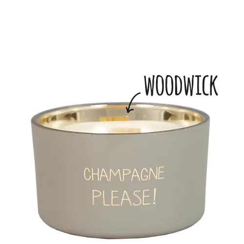 Scented soy candle (in Glass Jar with Wooden Wick) Sand / "Champagne Please!" My Flame Lifestyle