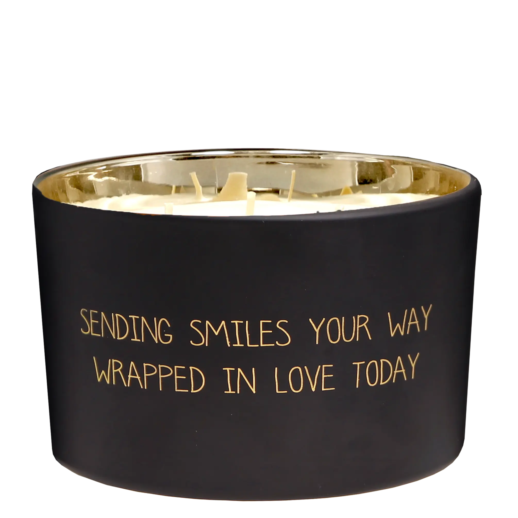 My Flame Lifestyle Scented Soy Candle in Glass Jar Black / "Sending Smiles Your Way Wrapped In Love Today" My Flame Lifestyle