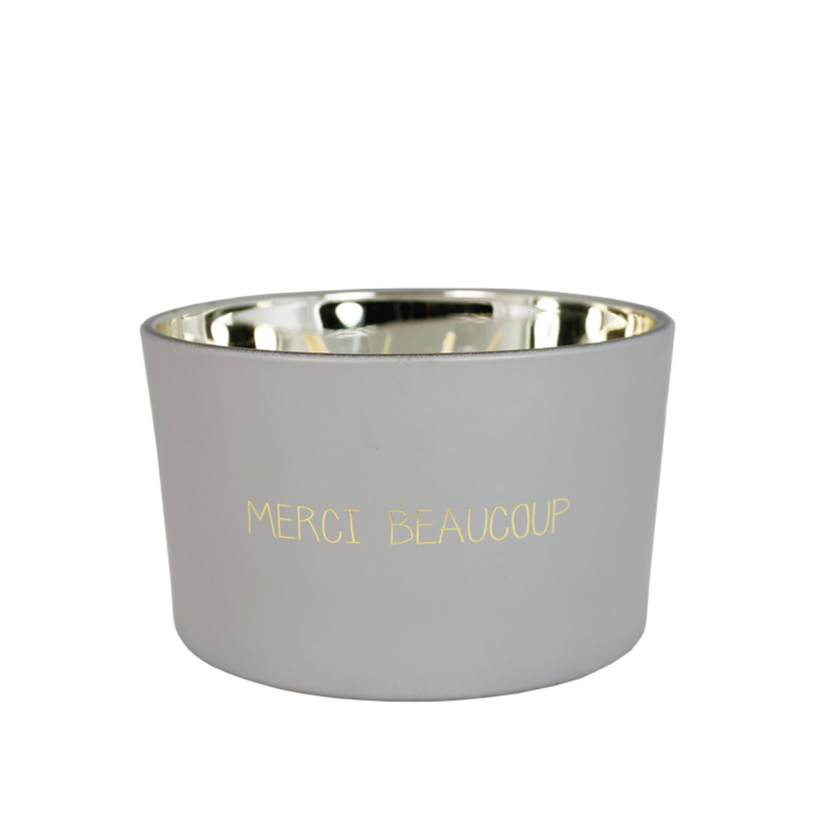 My Flame Lifestyle Scented Soy Candle in Glass Jar Grey / "Merci beaucoup"