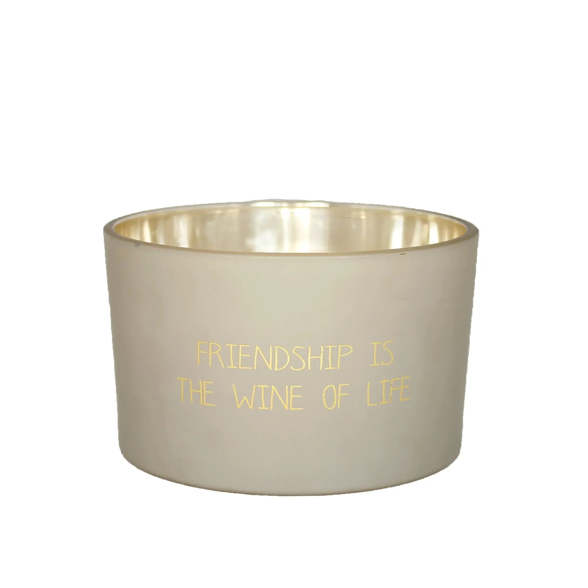 My Flame Lifestyle Scented Soy Candle in Glass Jar Sand / "Friendship is the wine of life" My Flame Lifestyle