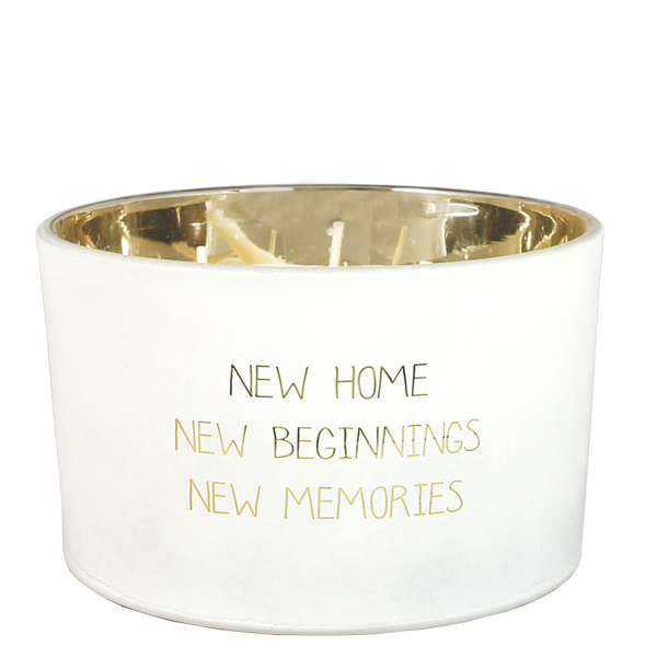 My Flame Lifestyle Scented Soy Candle in Glass Jar White / "New home, new beginnings, new memories"