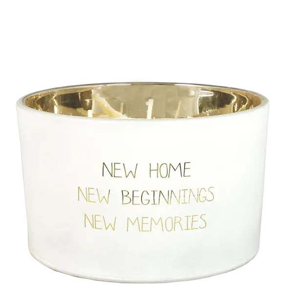 My Flame Lifestyle Scented Soy Candle in Glass Jar White / "New home, new beginnings, new memories" My Flame Lifestyle