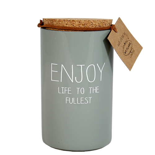 My Flame Lifestyle Scented Soy Candle in Glass Jar Green / "Enjoy life to the fullest "