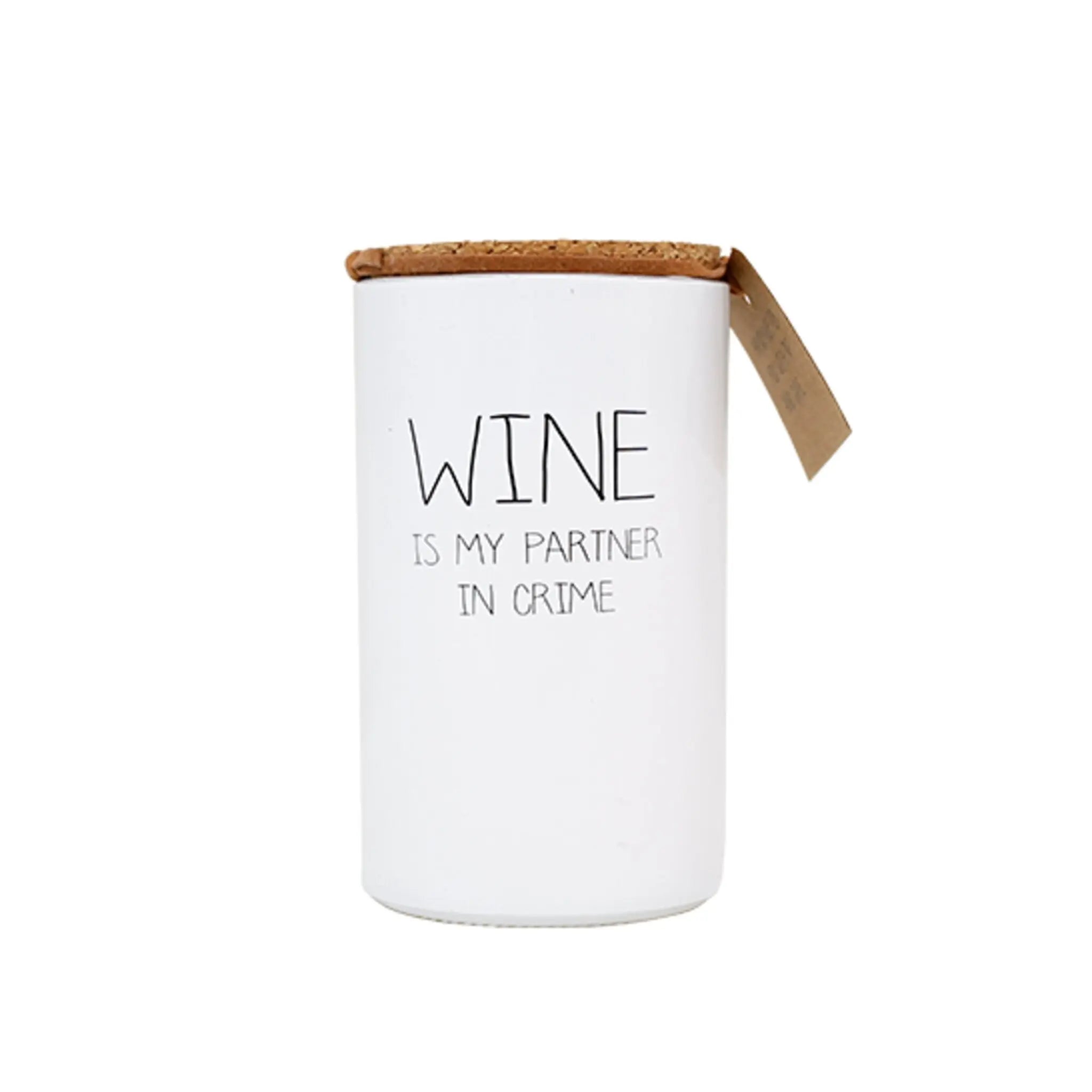 My Flame Lifestyle Scented Soy Candle in Glass Jar White / "Wine is my partner in crime" My Flame Lifestyle