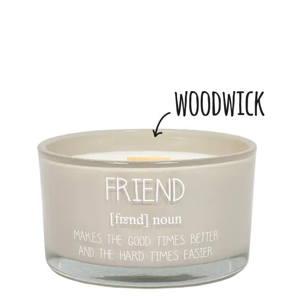 Scented soy candle (in Glass Jar with Wooden Wick) Sand / "Friend, makes the good times" My Flame Lifestyle
