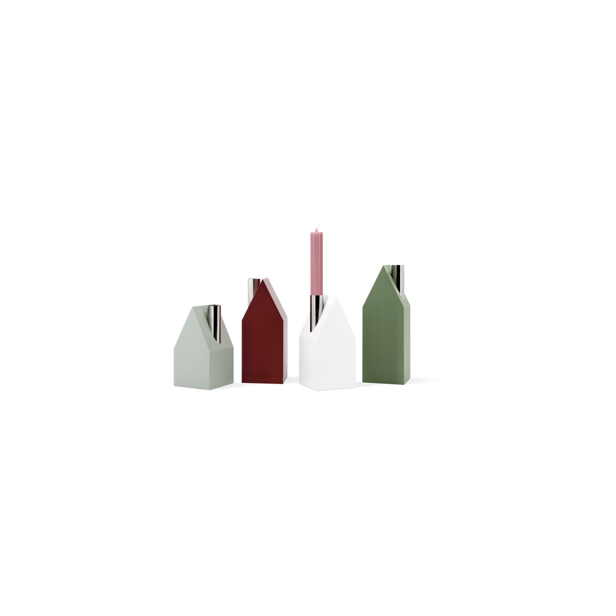 House-shaped candleholders, set of 4