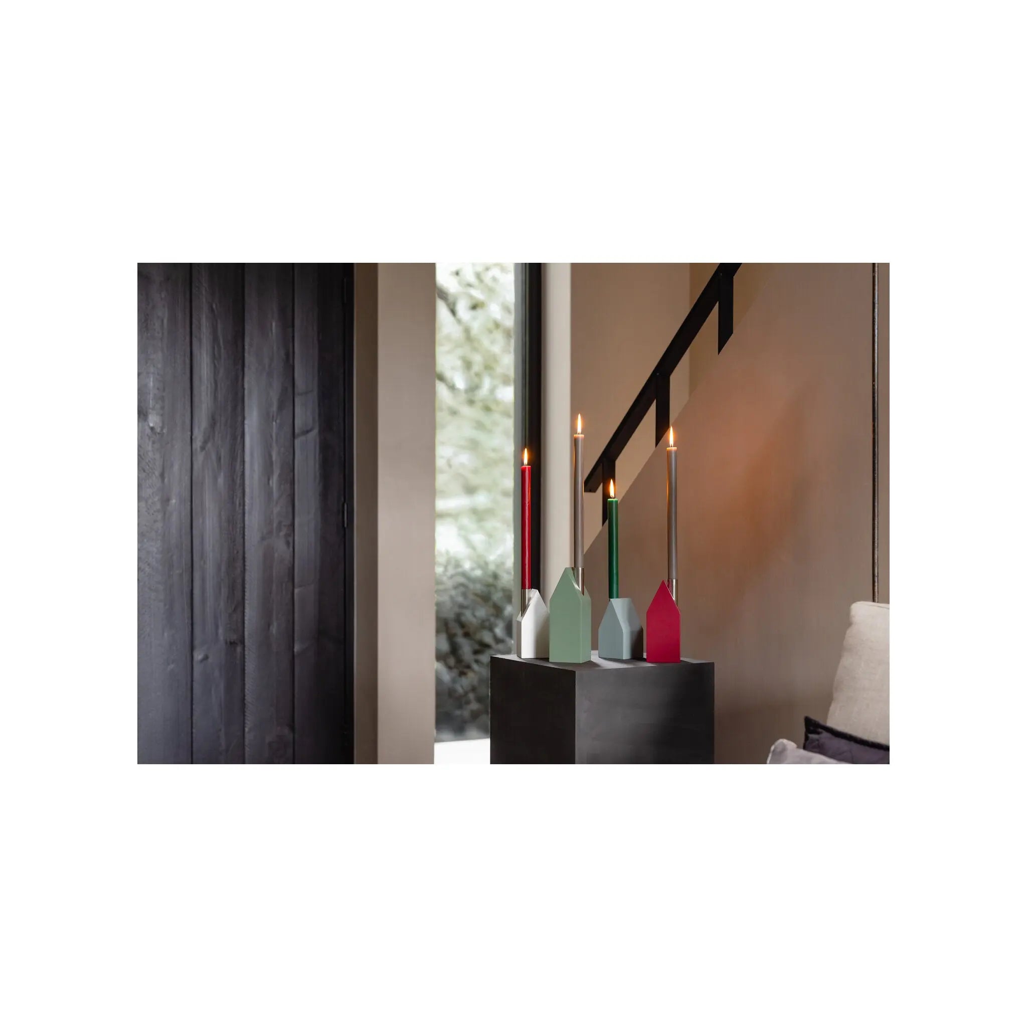 House-shaped candleholders, set of 4 Remember