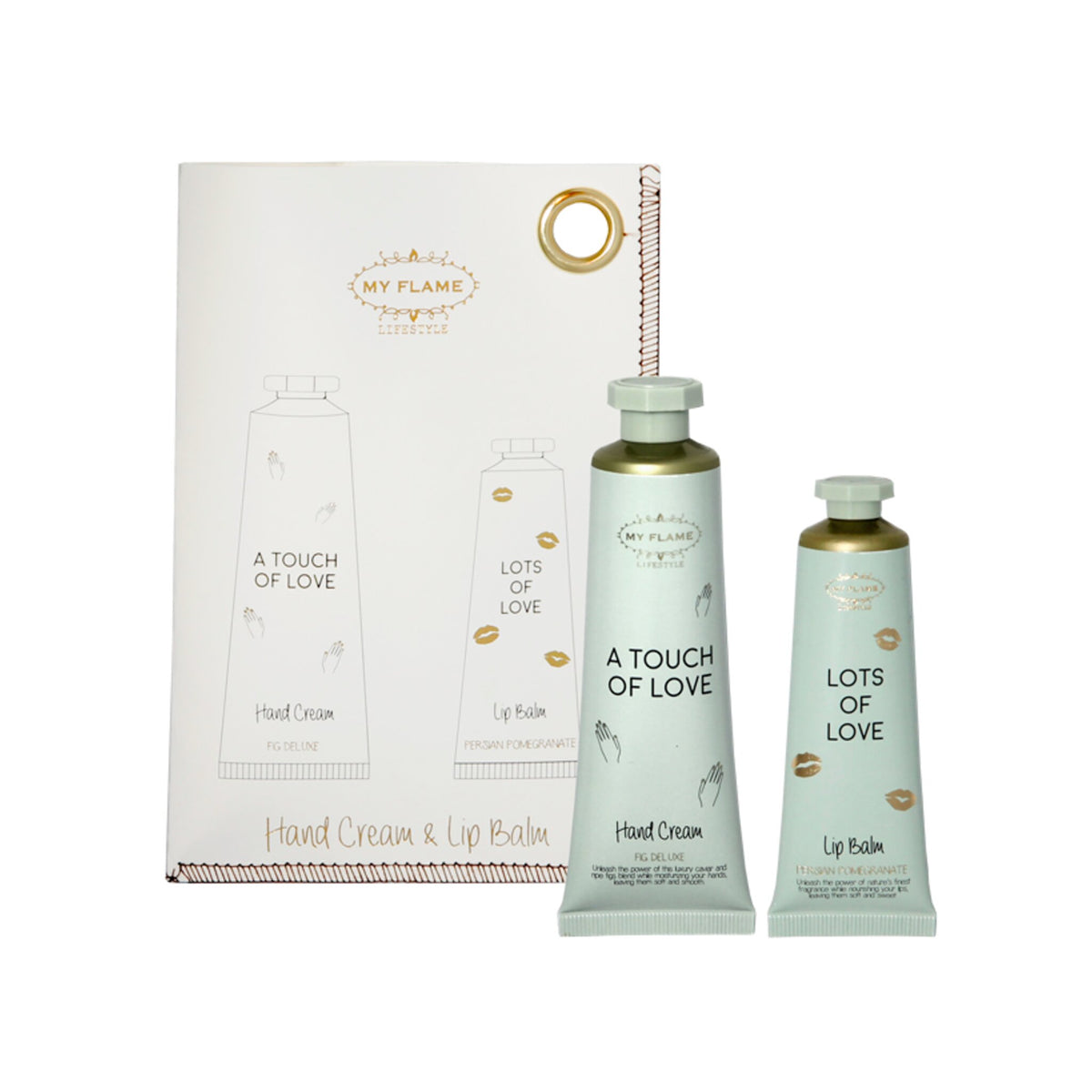 Giftbag (Lip Balm & Hand Cream) Green, / "Lots of love/A touch of love"
