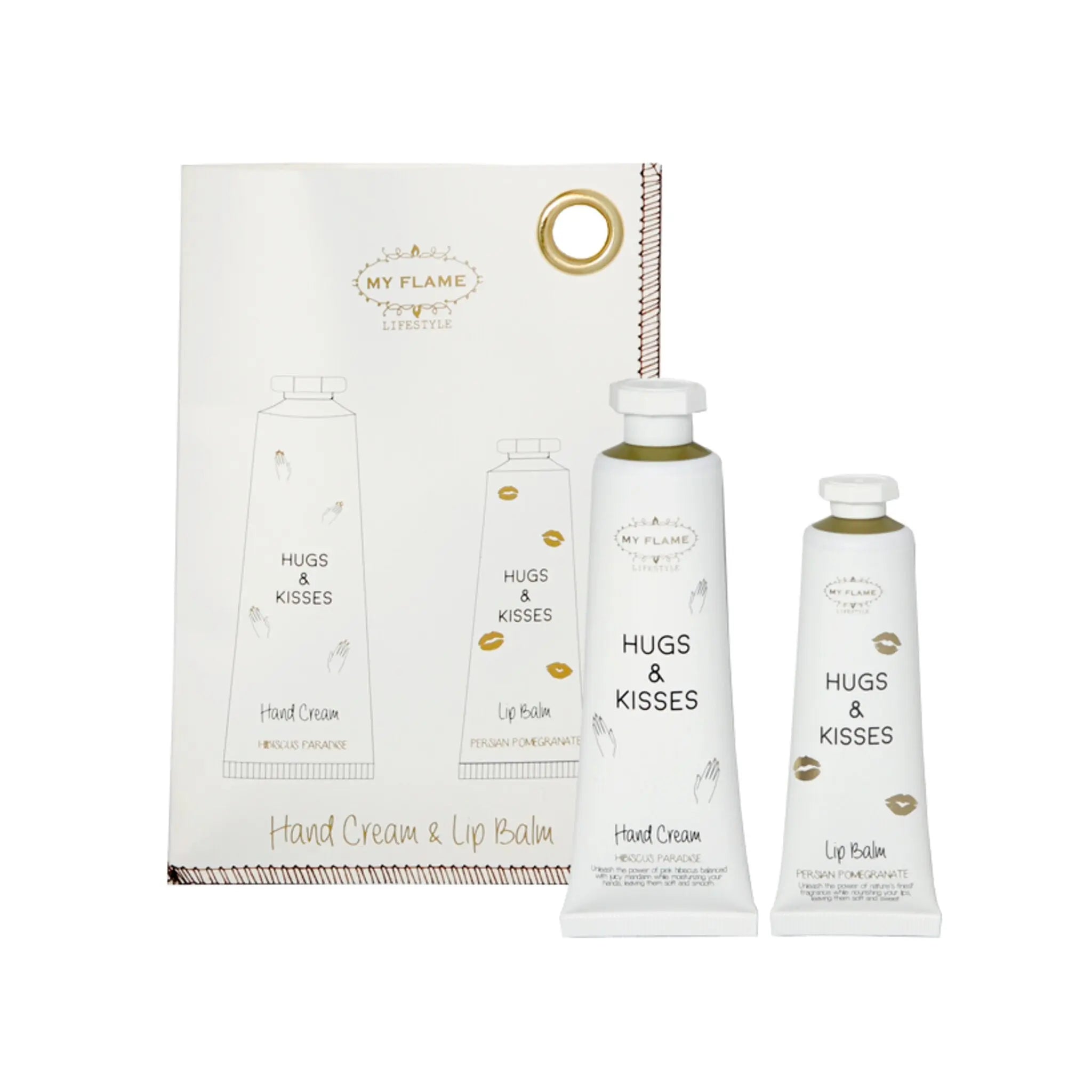 Giftbag (Lip Balm & Hand Cream) White / "Hugs & kisses/Hugs & Kisses" My Flame Lifestyle