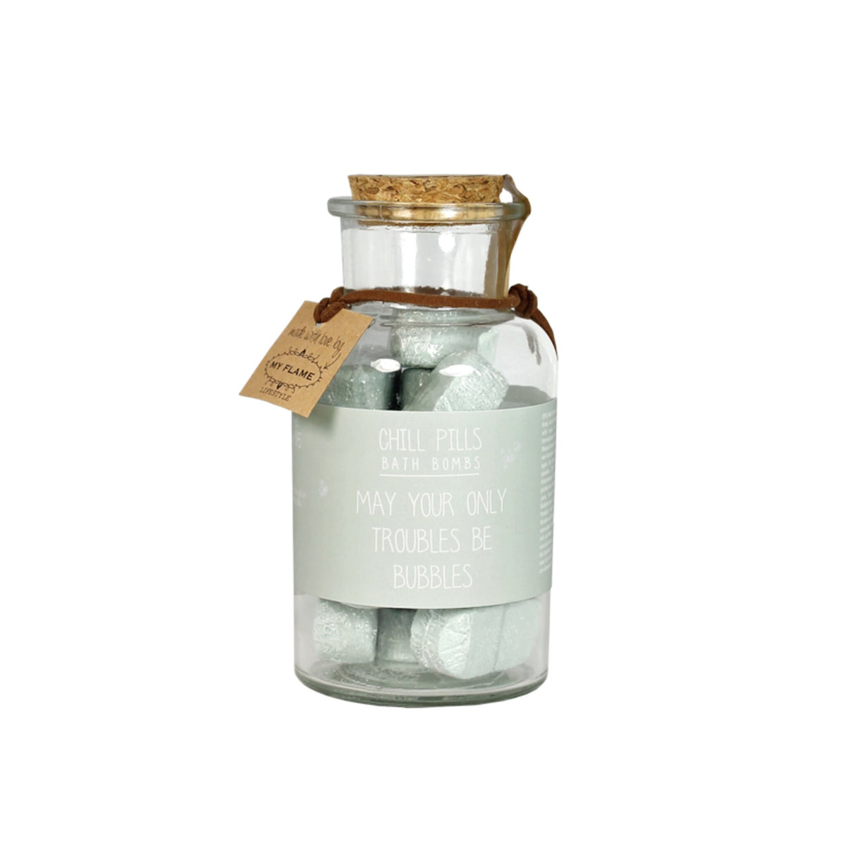 Bath Bombs in Storage Jar Green / "May your only troubles be bubbles"