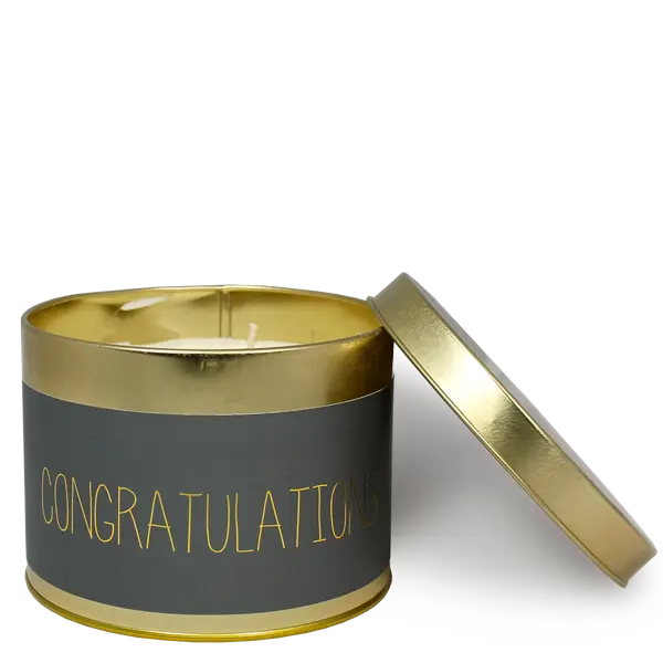 My Flame Lifestyle XL Scented soy candle in tin (gold) Congratulations Dark grey My Flame Lifestyle