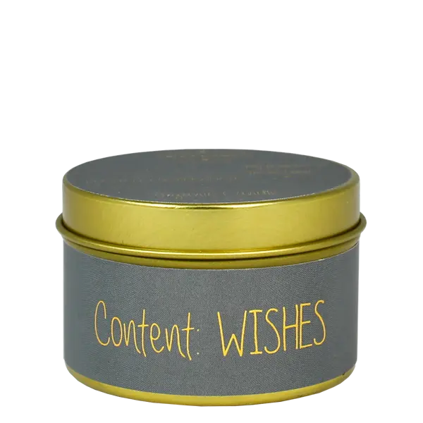 My Flame Lifestyle Scented soy candle in tin (gold) Dark Grey Content: wishes My Flame Lifestyle