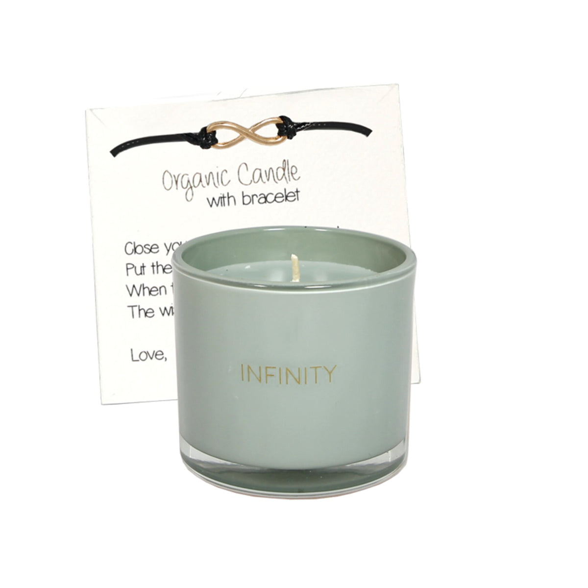 Scented soy candle (in Glass Jar with Bracelet) Green / "Infinity"