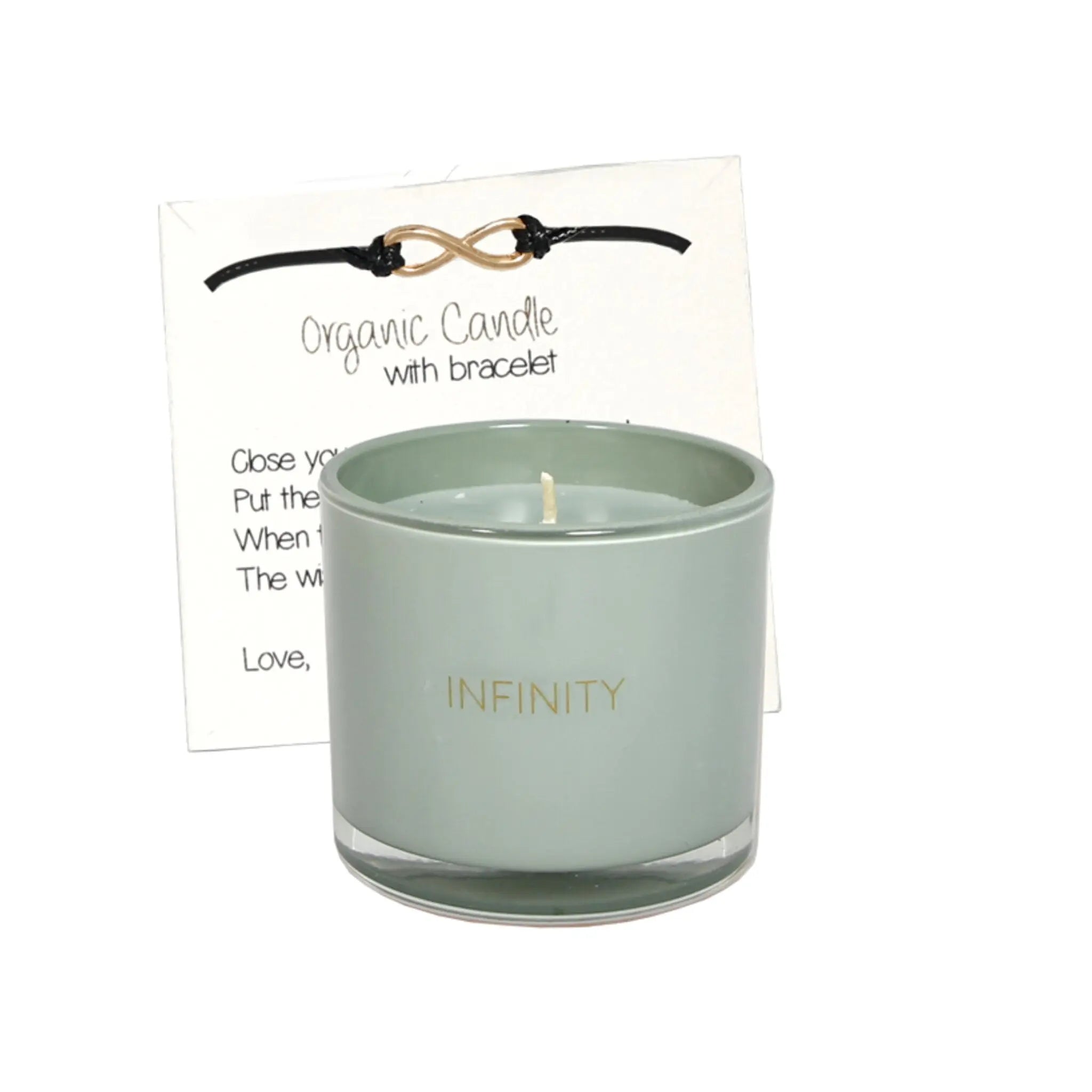Scented soy candle (in Glass Jar with Bracelet) Green / "Infinity" My Flame Lifestyle