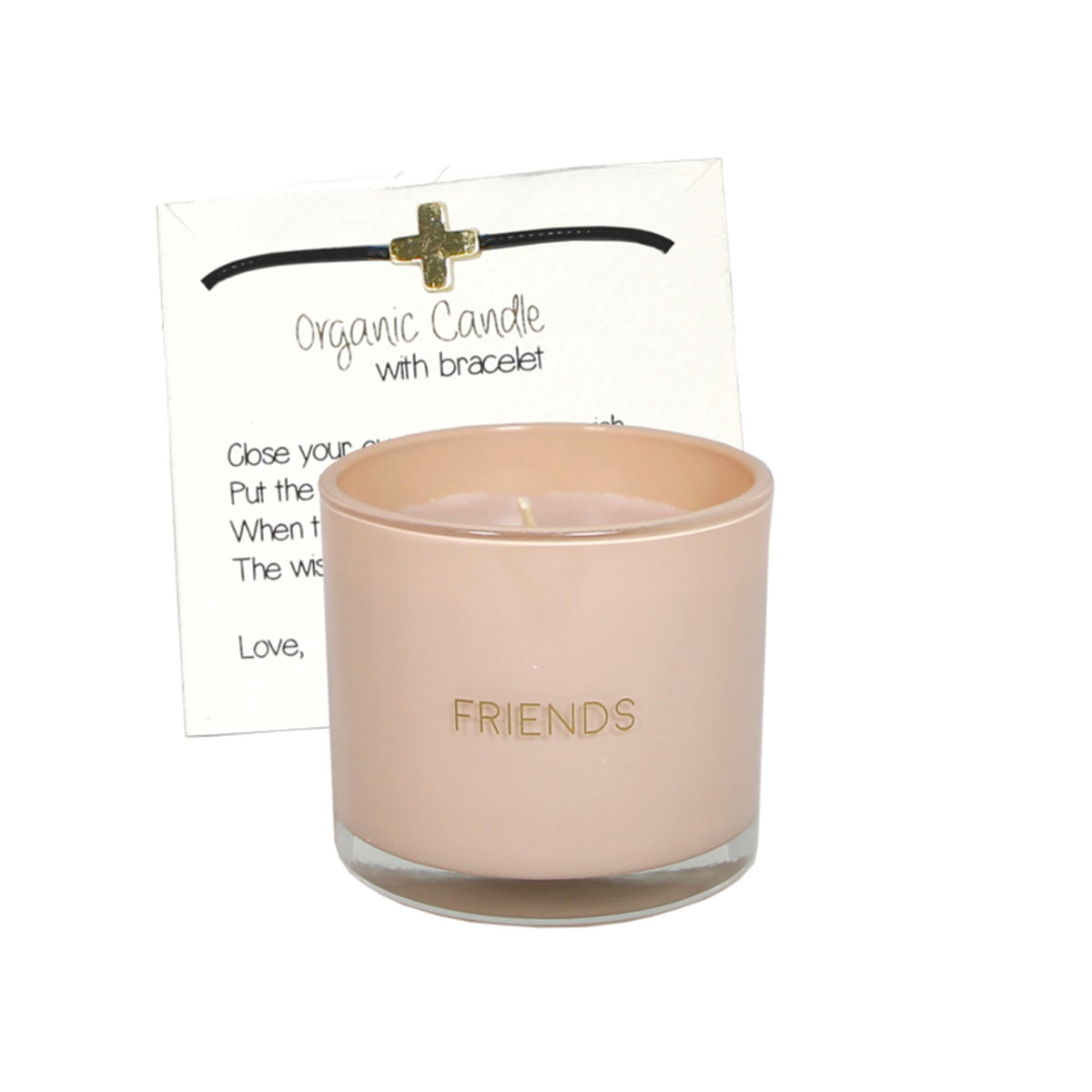 Scented soy candle (in Glass Jar with Bracelet) Pink / "Friends"