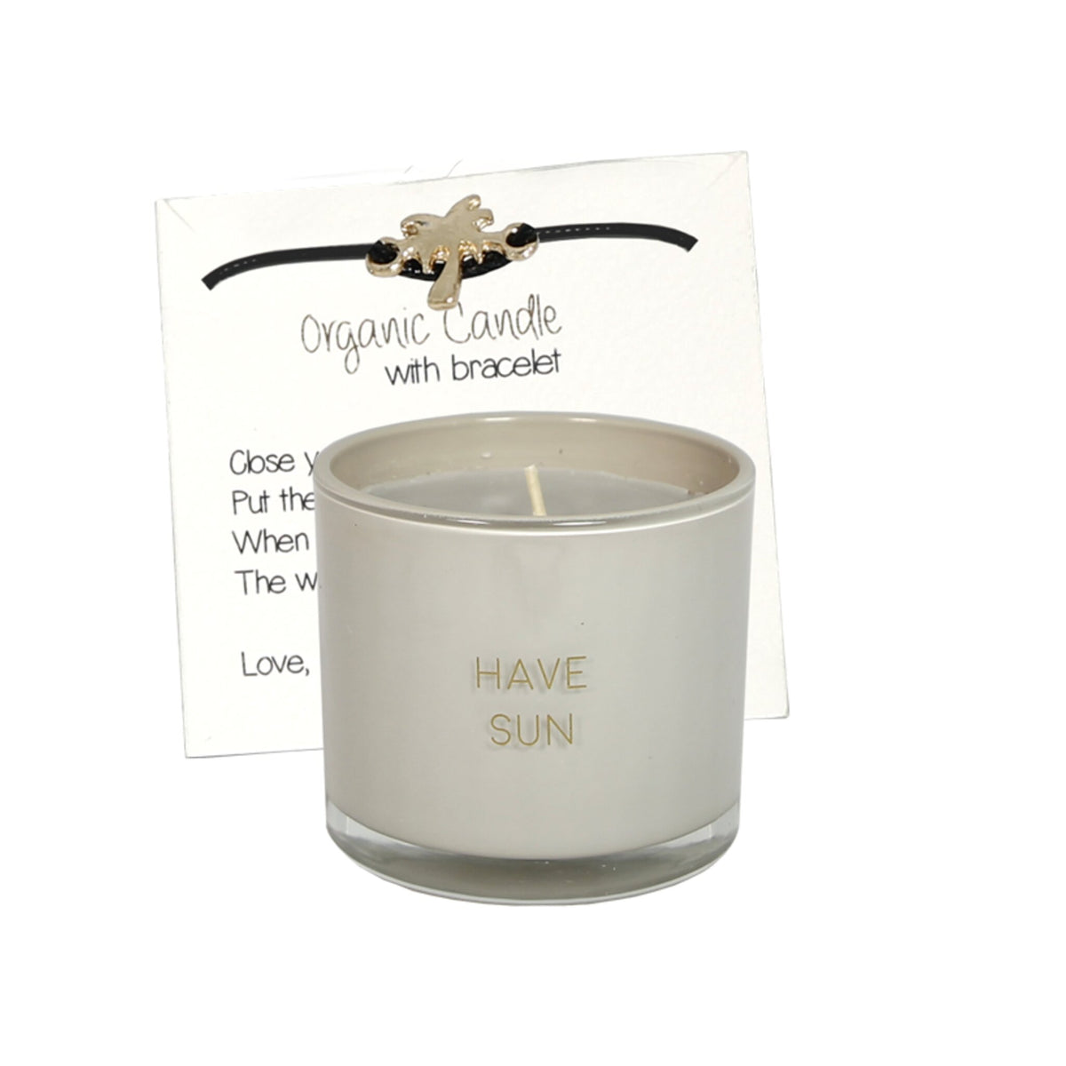 Scented soy candle (in Glass Jar with Bracelet) Sand / "Have sun"