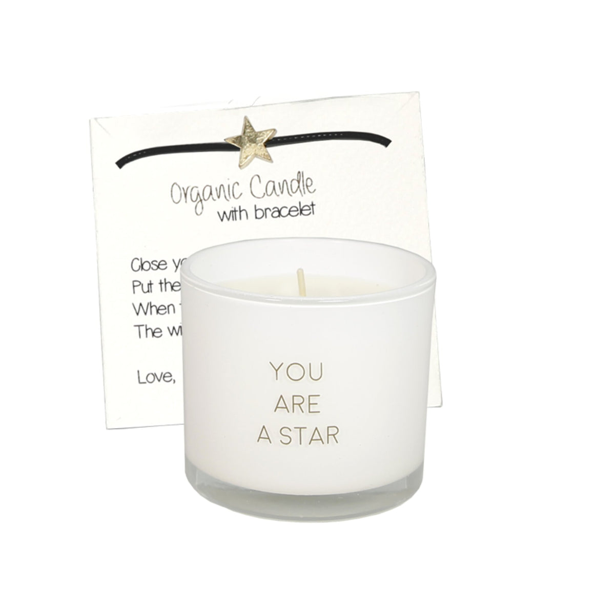 Scented soy candle (in Glass Jar with Bracelet) White / "you are a star"