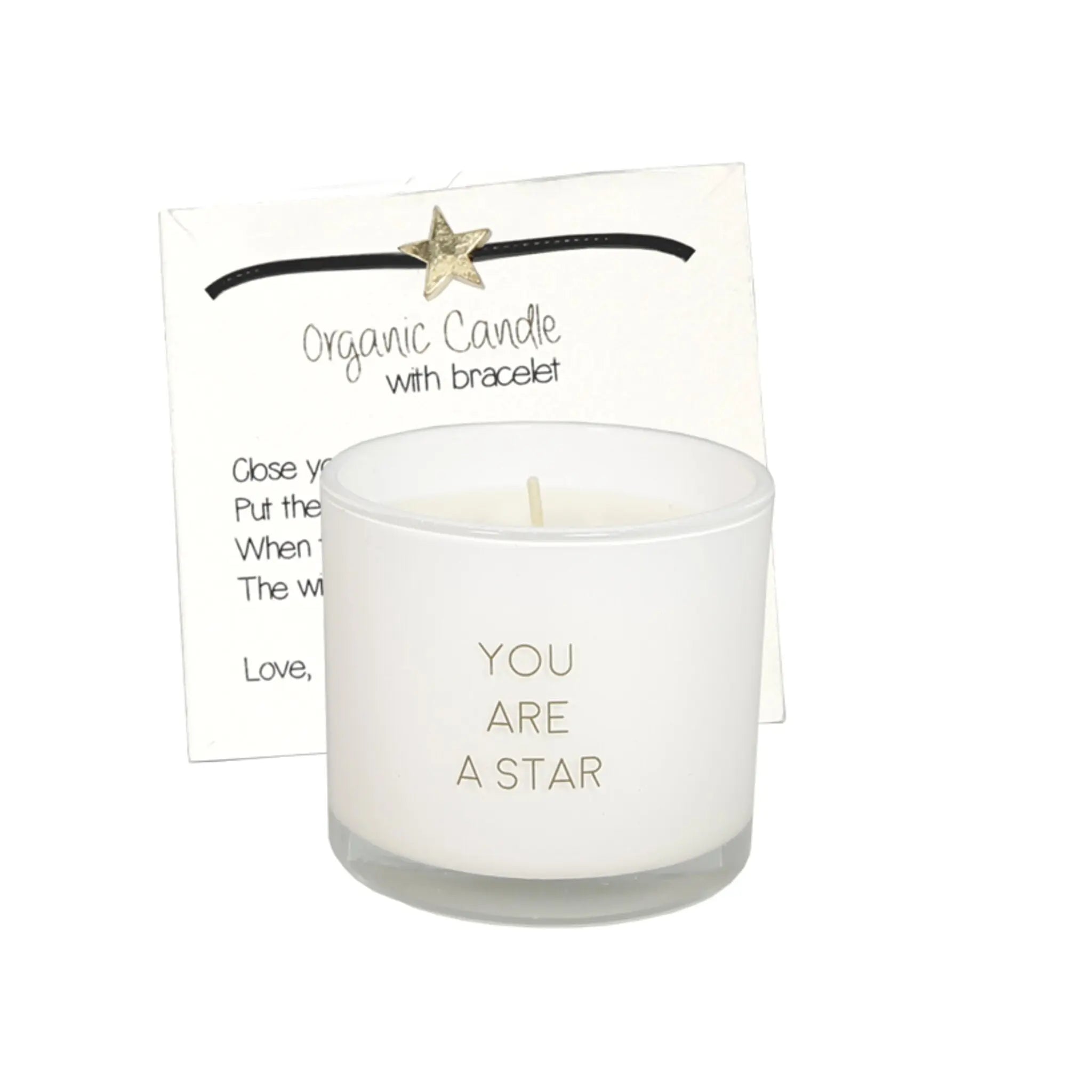 Scented soy candle (in Glass Jar with Bracelet) White / "you are a star" My Flame Lifestyle