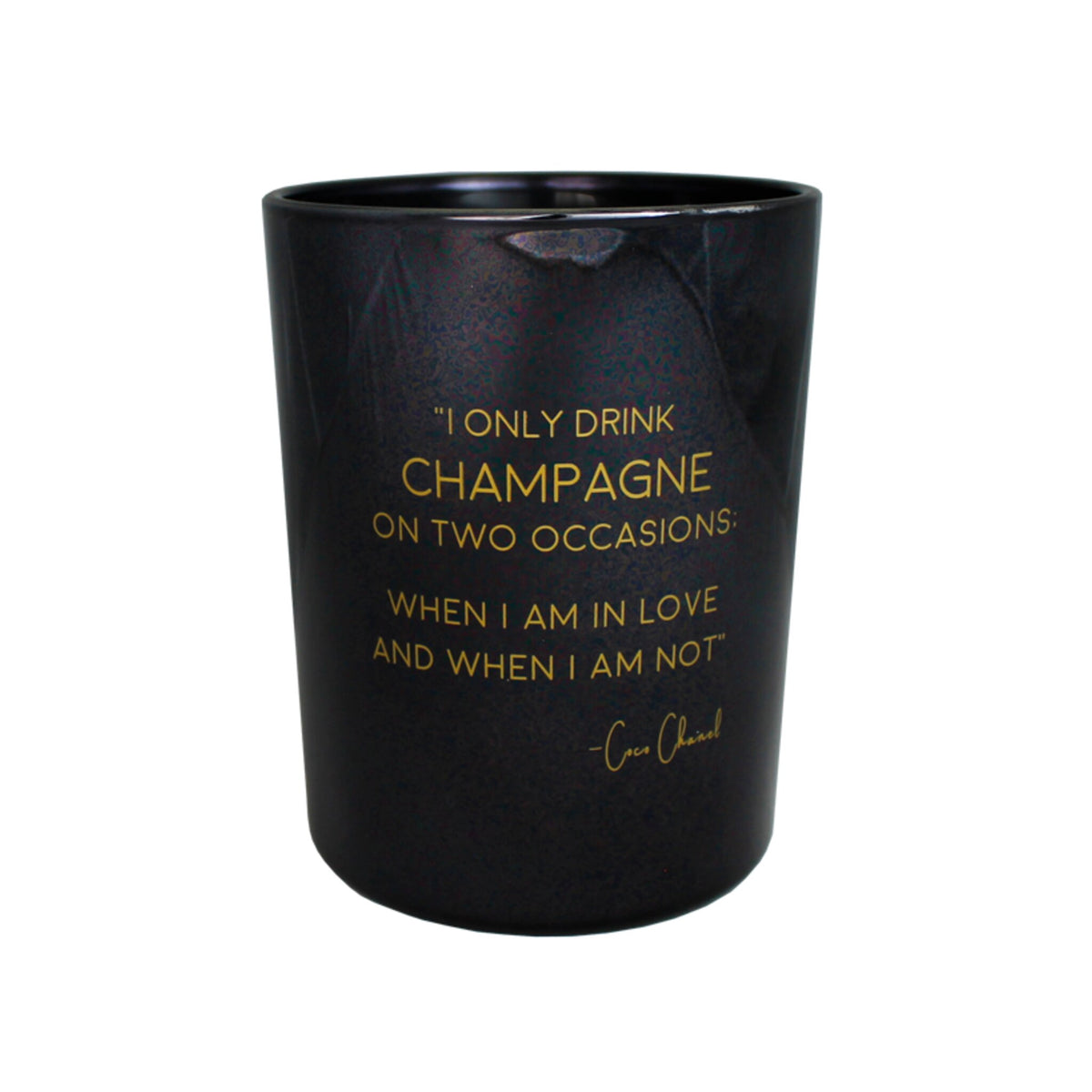 My Flame Lifestyle Scented Soy Candle in Glass Jar Black / "I only drink champagne on two occasions"