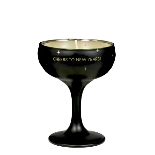 My Flame Lifestyle Scented soy candle in wine glass with stars Black/gold Cheers to new years! My Flame Lifestyle