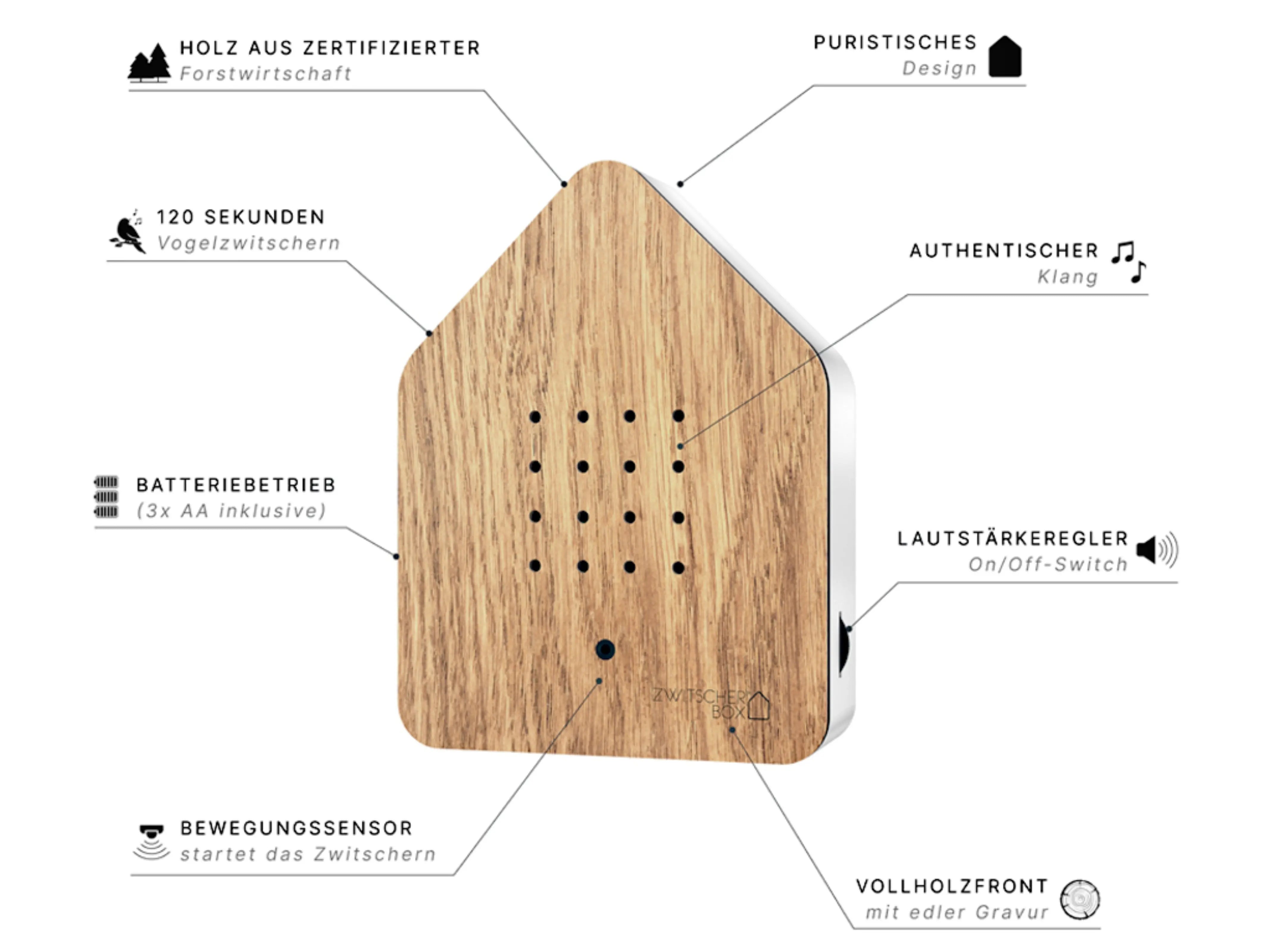 Zwitscherbox – Bird Song Sound Box | Oak Relaxound