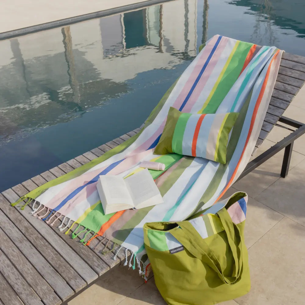 Premium Cotton Beach Tote Bag in Pino Design Remember